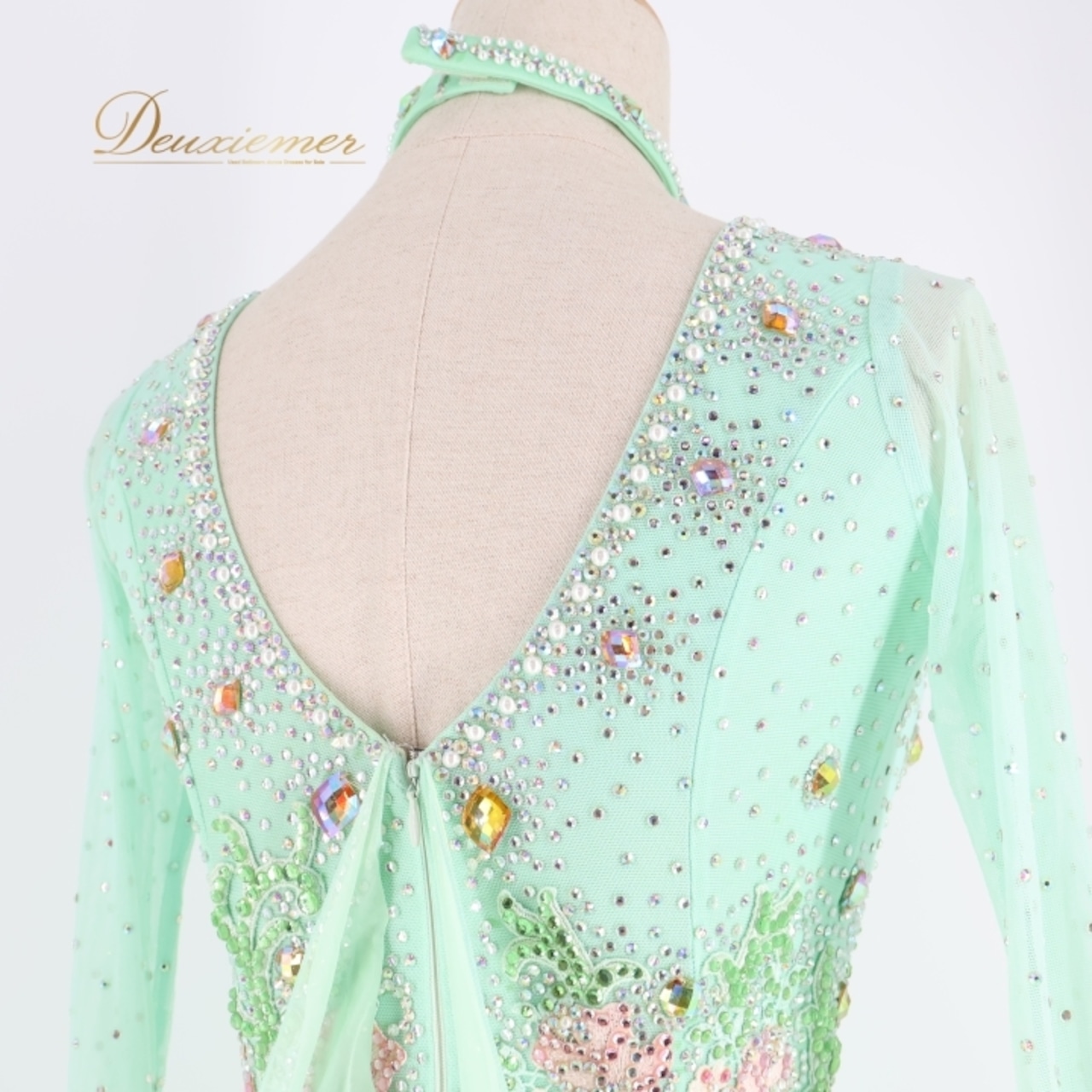 社交ダンス 衣装 スタンダードドレス ワンピース ドレス 緑 ミント 水色 黄緑 フロート デモ 競技 ダンス パーティ 発表会 日本製 グリーン系 パステルカラー 軽やか 印象 美しい コスチューム 競技用 フォーマル モダンダンス ブルー系 フリル デザイン ダンスイベント 発表会用 おしゃれ ステージ衣装