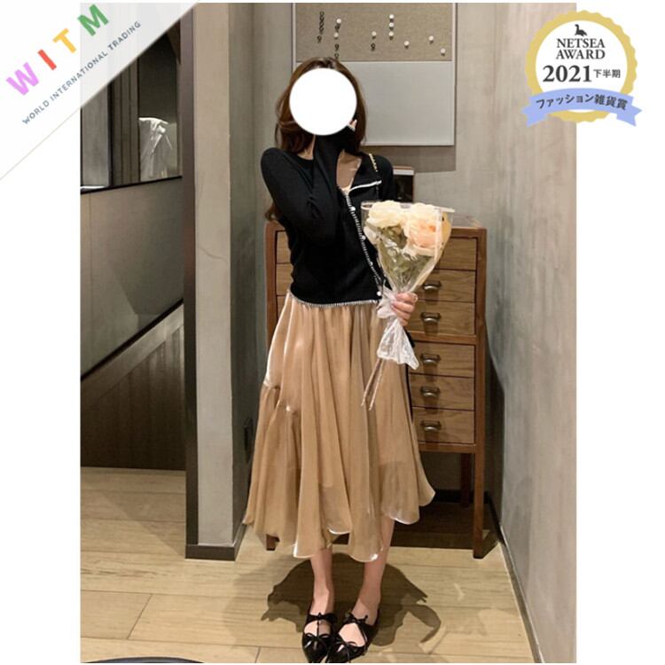2022春夏新作 不規則 ロングスカート フレアスカート シアースカート ツヤあり レディース