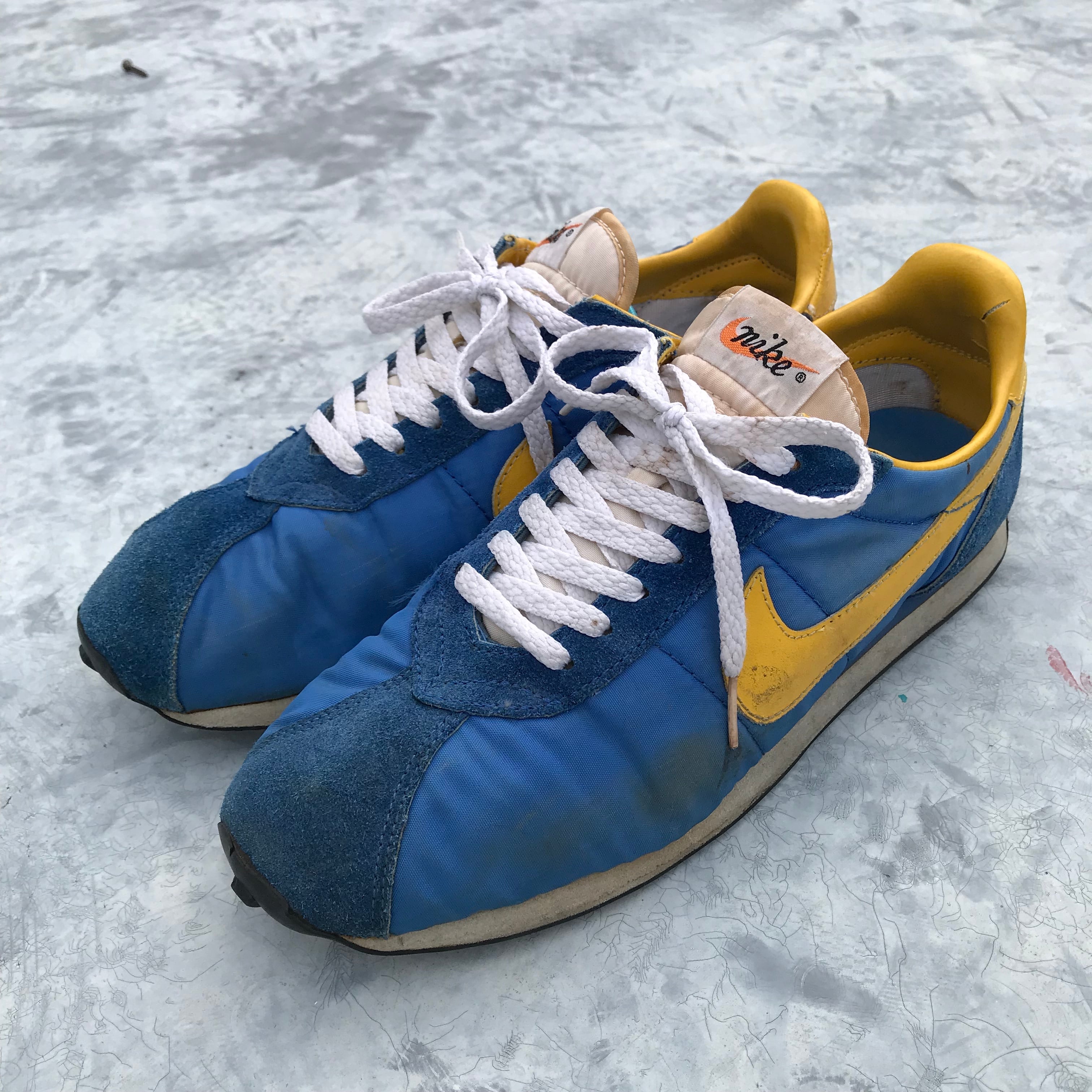 90's NIKE ナイキ ワッフルトレーナー 初期復刻 名作 レトロランニング 青黄 27.5cm | agito vintage powered  by BASE