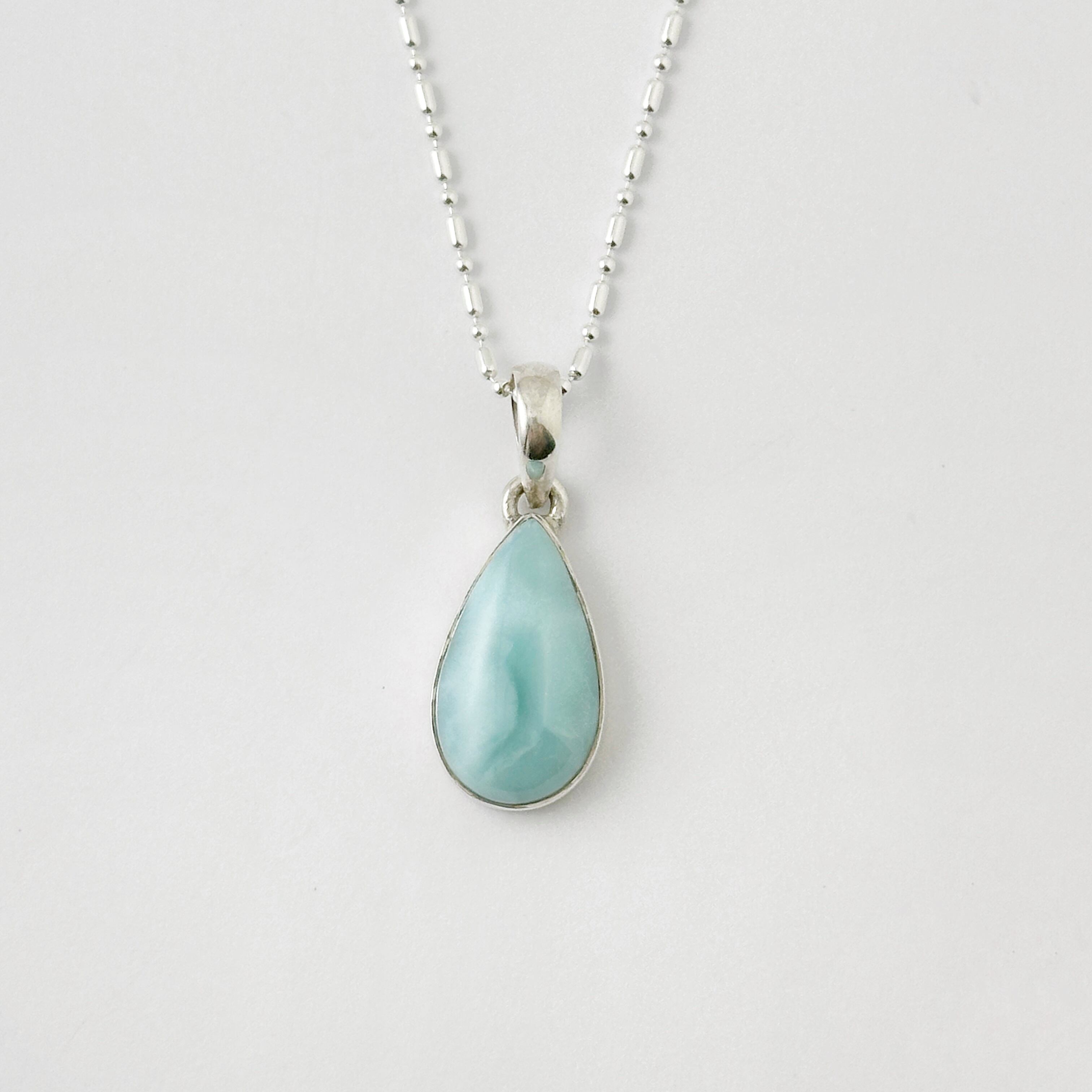 一点物 ラリマー スリム ドロップ型 ペンダント（チェーン オプション