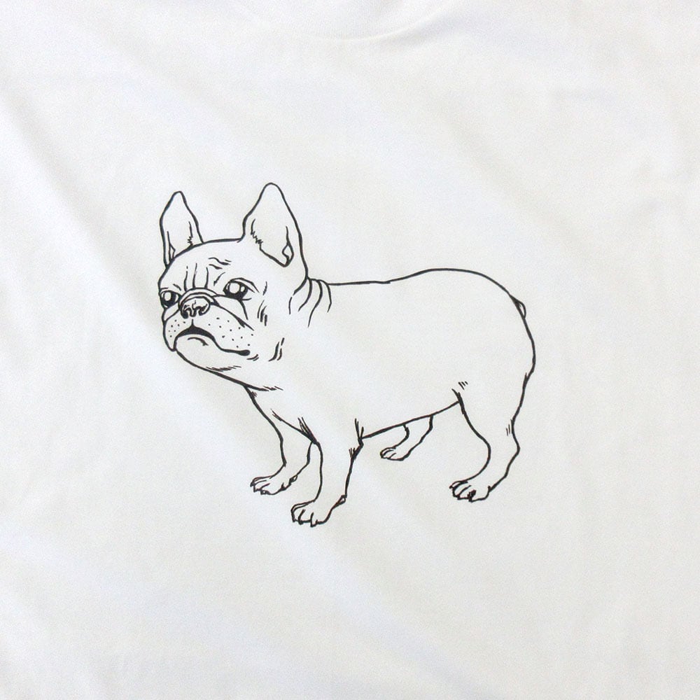 選べるデザイン フレブル 立ち姿ポーズ Tシャツ dog27 イラスト 犬 フレンチブルドッグ パイド or クリーム 夏