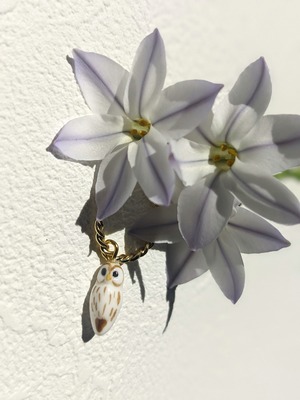 【Nach】　mini white owl earring -one piece-