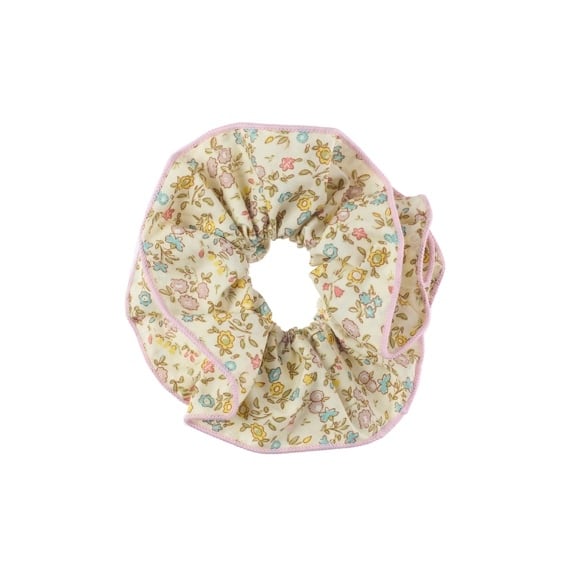 H2515N:Petal Double Ruffle Scrunchie-NEUTRAL