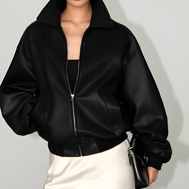 Loose high-end street leather jacket【H00343】