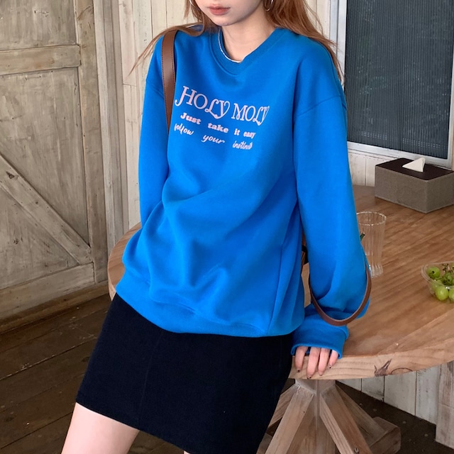letter print round neck loose sweatshirt J00146