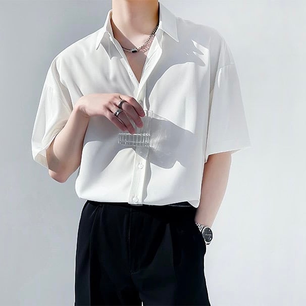 韓国定番 白シャツ デニムコーデ 韓国メンズファッション Onemplus