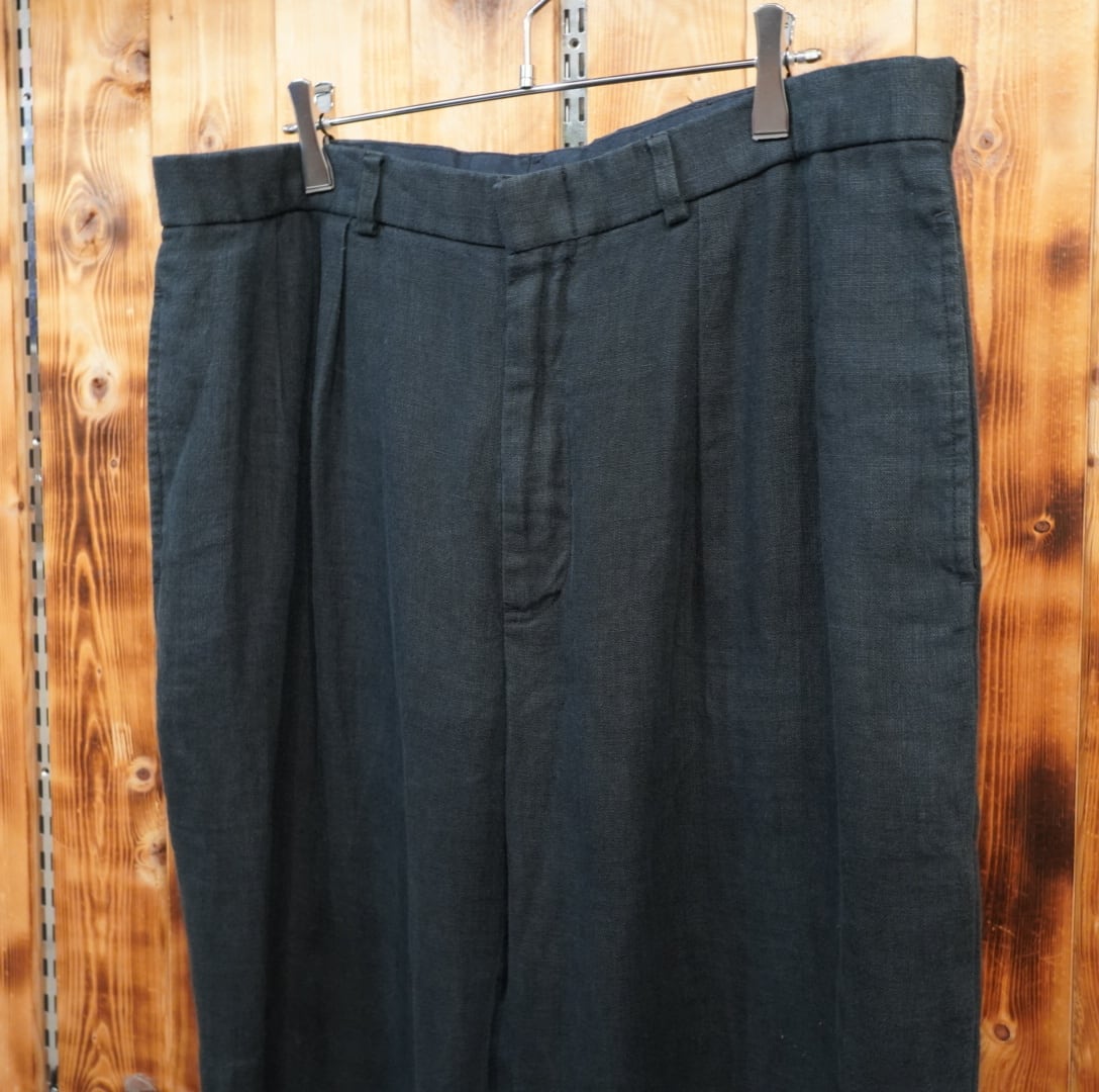 ralphlauren 黒 リネン パンツ W36L30/ラルフローレン ブラック linen