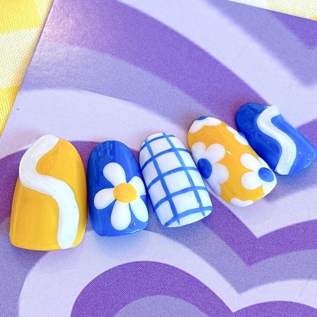 【送料無料】ネイルチップNo.128♡ネイル/韓国/アート/パーツ/カラフル/POP