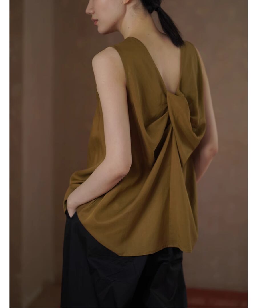 前後2wayノースリーブルーズトップ【t-10339】