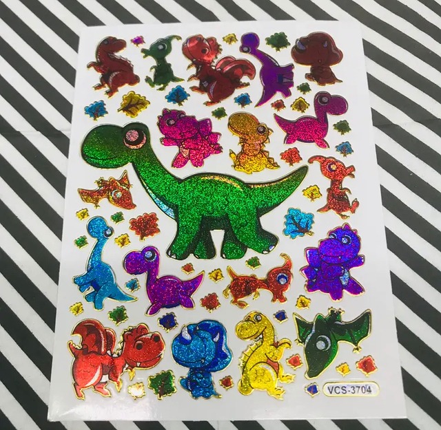 47　ポップな恐竜　レトロキラキラシール　VCS-3704　VCS01