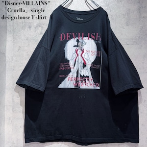 "Disney-VILLAINS"「Cruella」single design loose T shirt