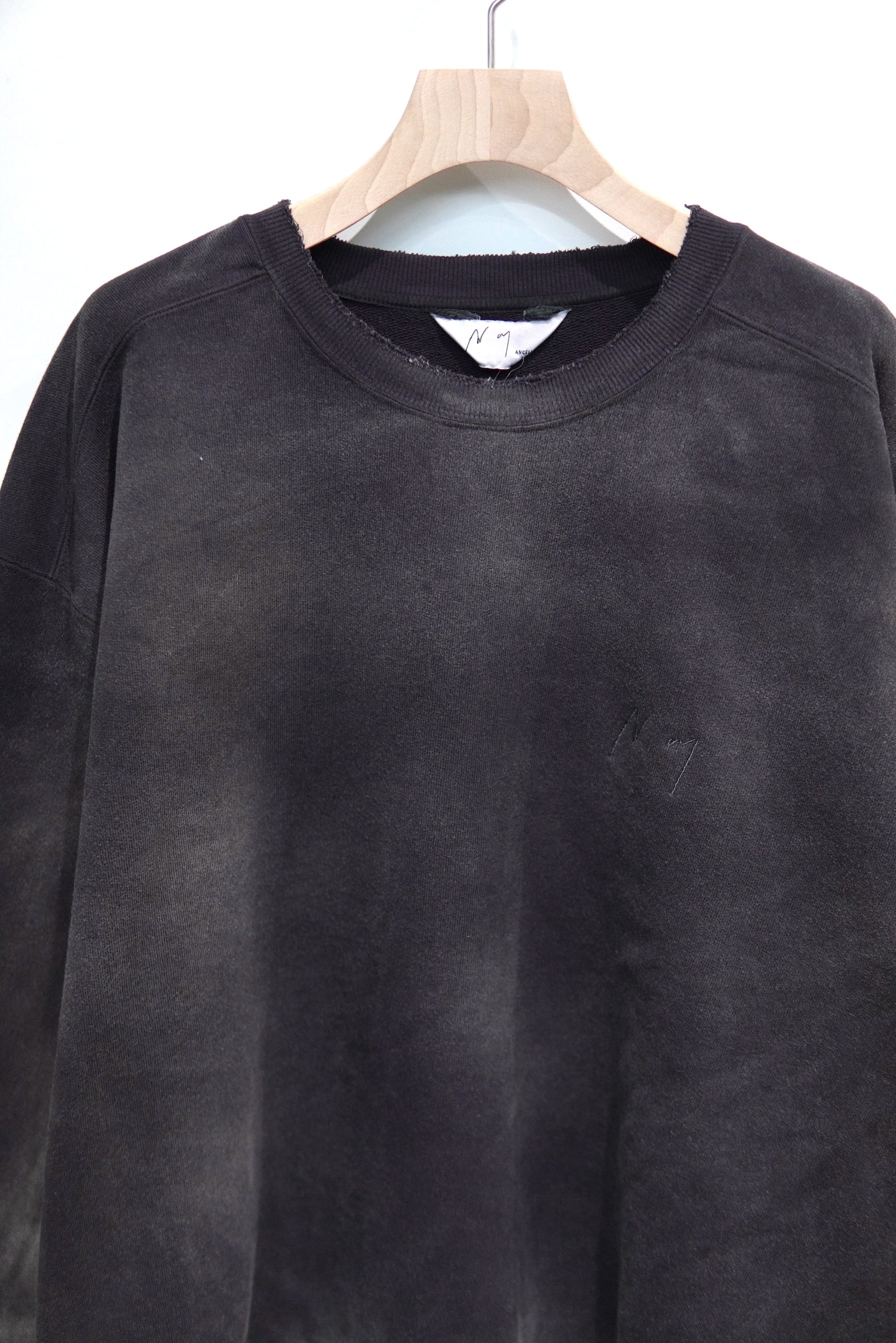 ANCELLM UNEVENNESS SWEAT SHIRT BLACK