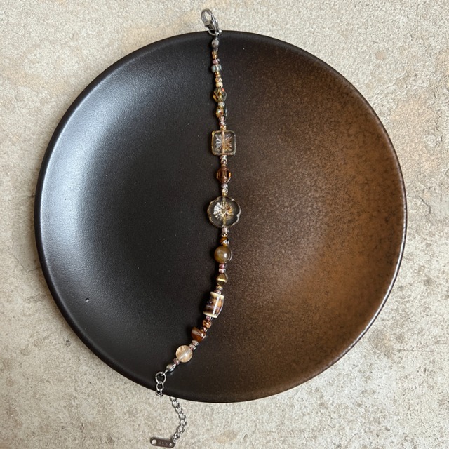 Neon一枚の葉レトロなビーズブレスレット