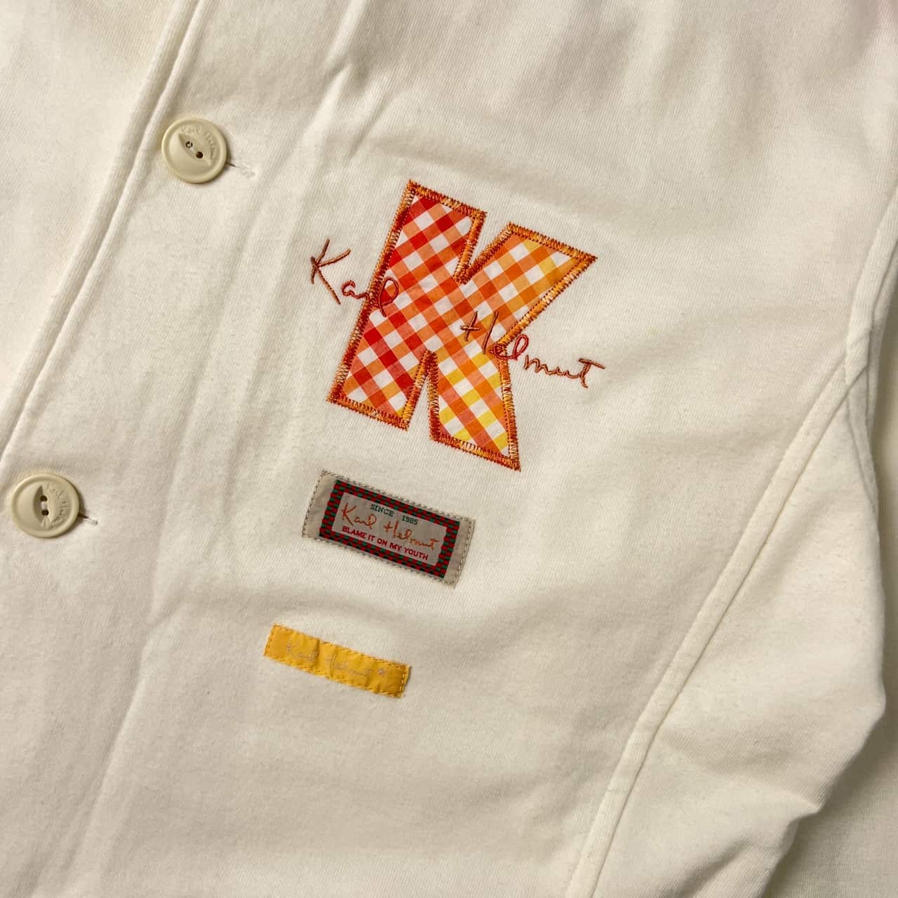 Karl Helmut カールヘルム デザイン 猫目ボタン コットン ワークジャケット L/ホワイト メンズ