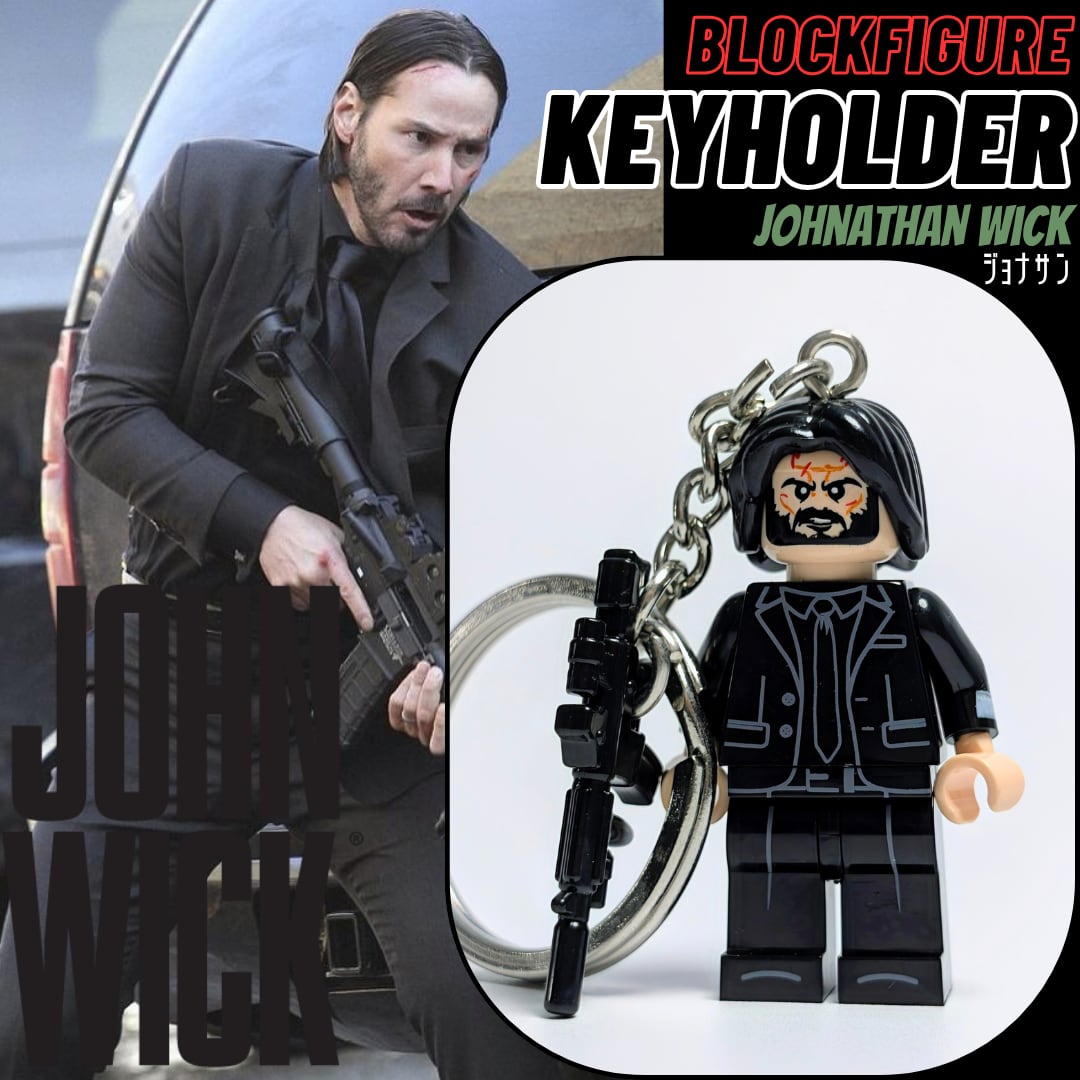 ★ブロックフィギュアキーホルダー★【 John Wick ( ジョン・ウィック ) 】 Johnathan Wick / ジョナサン・ウィック / キアヌ・リーブス 〚アメリカン雑貨 アメトイ〛