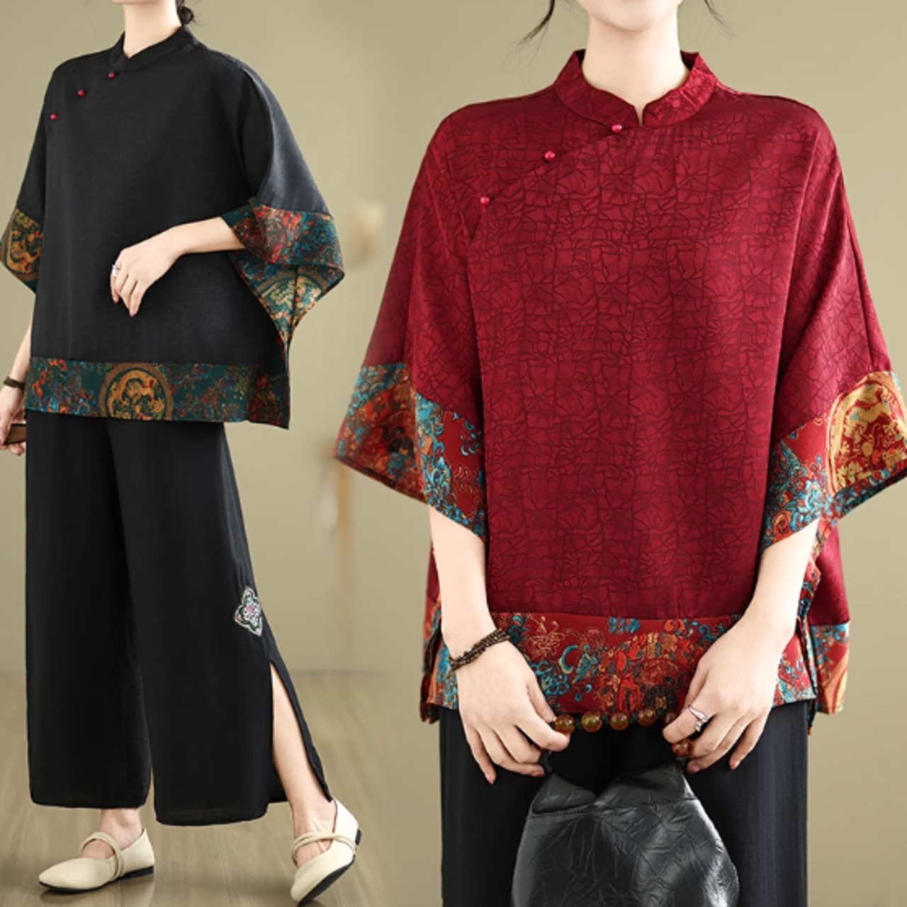 チャイナ風 ボックスシルエット ブラウス  30072