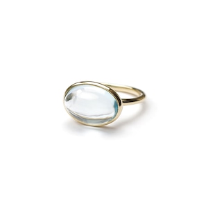 S925 OVAL STONE RING GOLD -Skyblue Topaz-