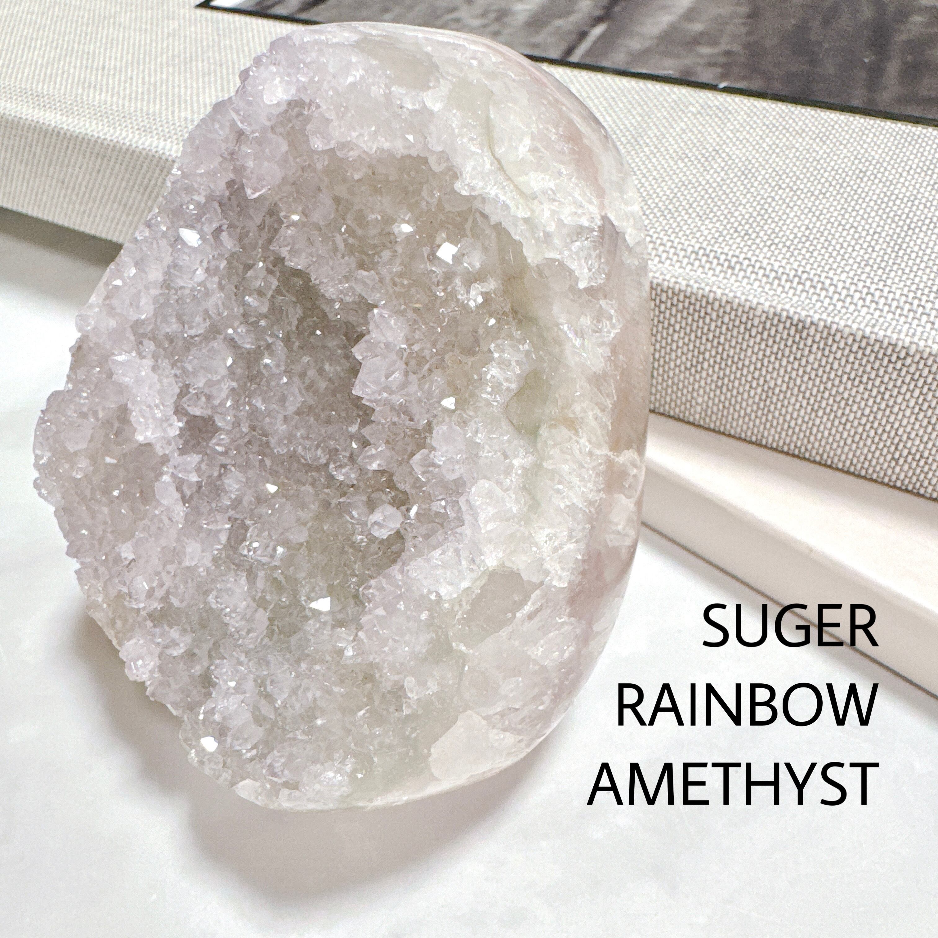 ウルグアイ産 レインボーアメジスト グリーン×パープル 原石 天然石