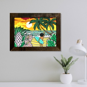 Wood Panel A3 Size（Sunset Hang Loose）with Frame