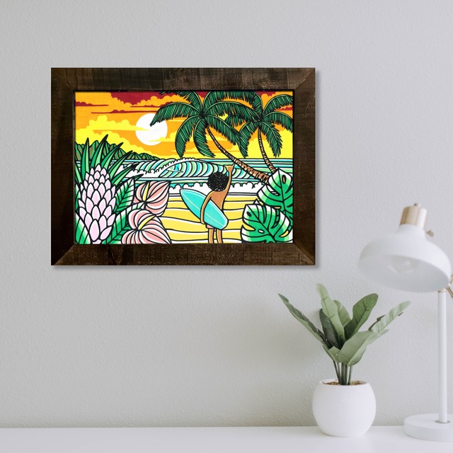 Wood Panel A3 Size（Sun Cactus）with Frame