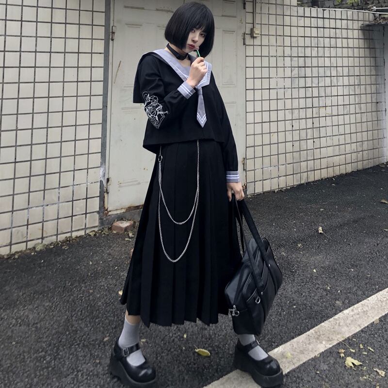 神北シリーズ セットアップ 3点セット トップス スカート ネクタイ 不良少女 セール中 激安 かっこいい Elegant