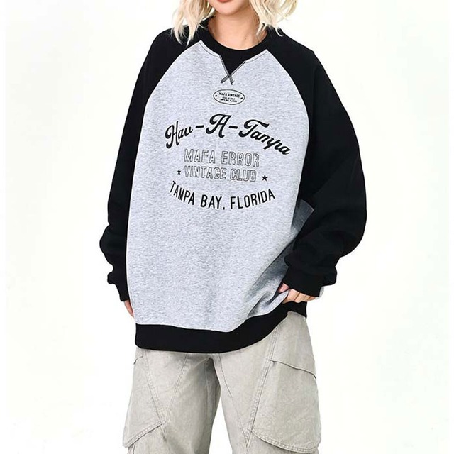 ラグランカレッジロゴルーズトップス 2col   R01506