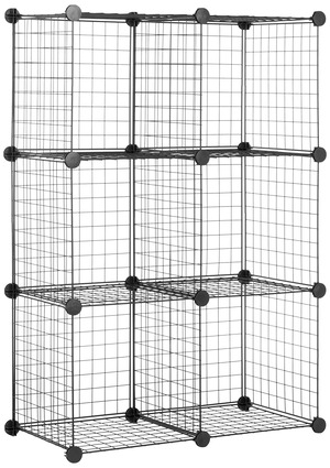 【特価処分】ベーシック 収納 6キューブ ワイヤー ブラック 77x 37x113cm