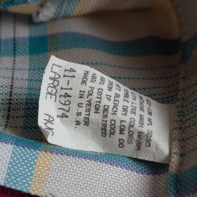 "OAKTON" '80s vintage Plaid B.D. s/s shirt