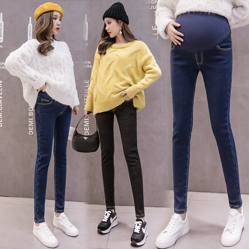 【新作】【送料無料】 8848＃秋冬デニムマタニティジーンズ厚く暖かいプラスベルベットパンツ服妊娠中の女性腹妊娠パンツ オータム 秋物 ウィンター 冬物 AL expec437924457803