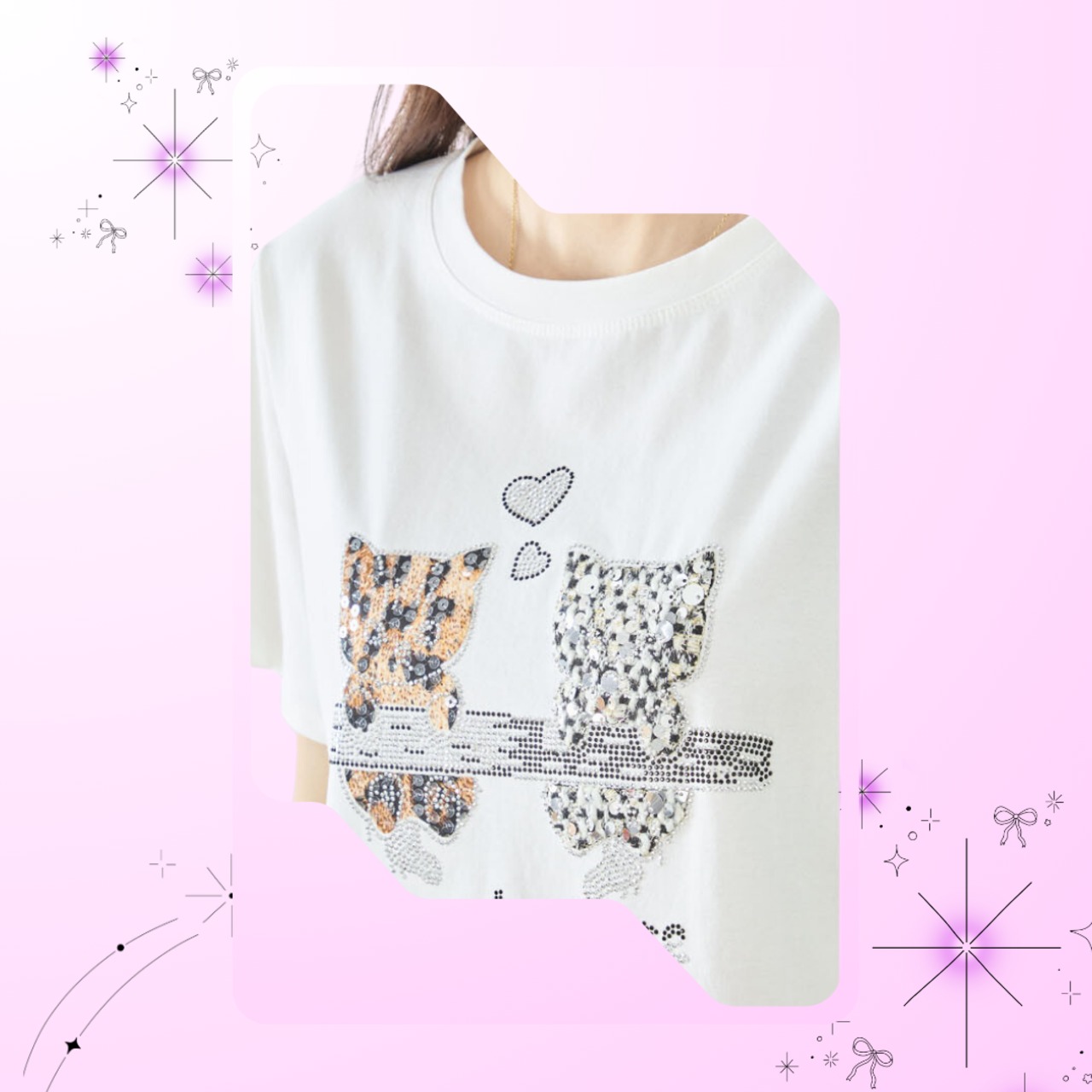 TRUBE プリントTシャツN12-1040ネコ【M~L】ホワイト