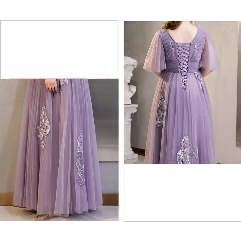 3XL〜7XL】フレアスリーブチュールドレス D1599 | 演奏会・ステージ