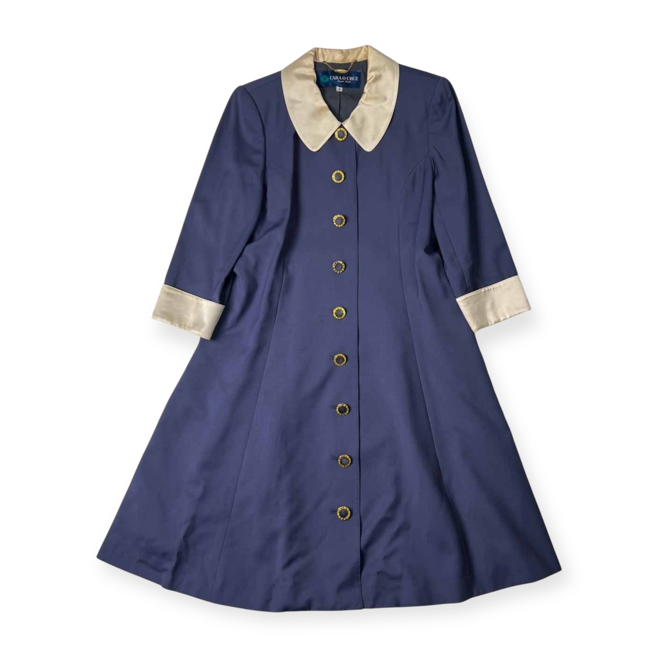 CARA O CRUZ キャラオクルス 長袖 ワンピース 9/くすみブルー系 レディース レトロ レリアン