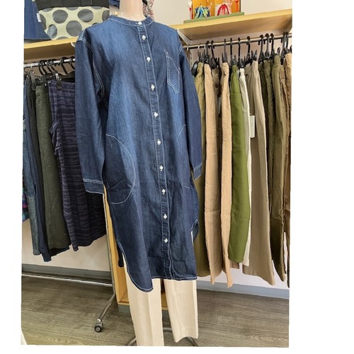 ヴィンテージ加工デニムワンピース/ネイビー/M-L