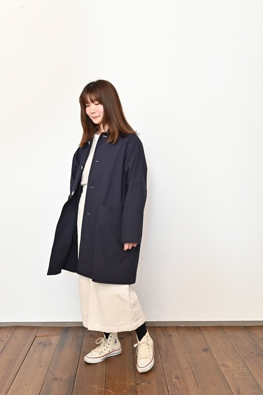 【新作】bokanii ステンカラーコート ネイビー 新品未使用 かすちゃん 2025SS新作】ミドルステンカラーコート[品番：LOSW0008965