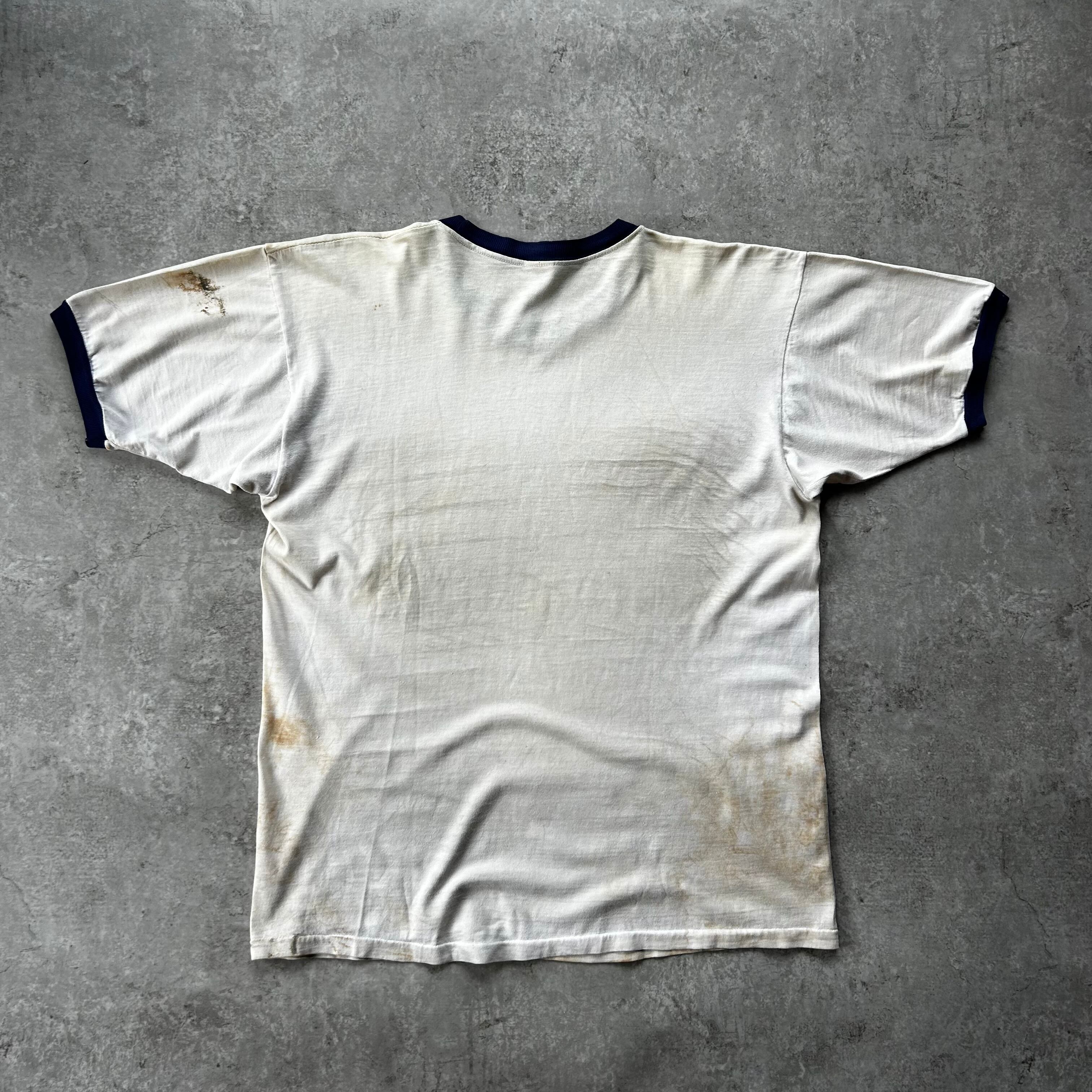 60s チャンピオン リンガーtシャツ USA製 L ランタグ 白×ネイビー