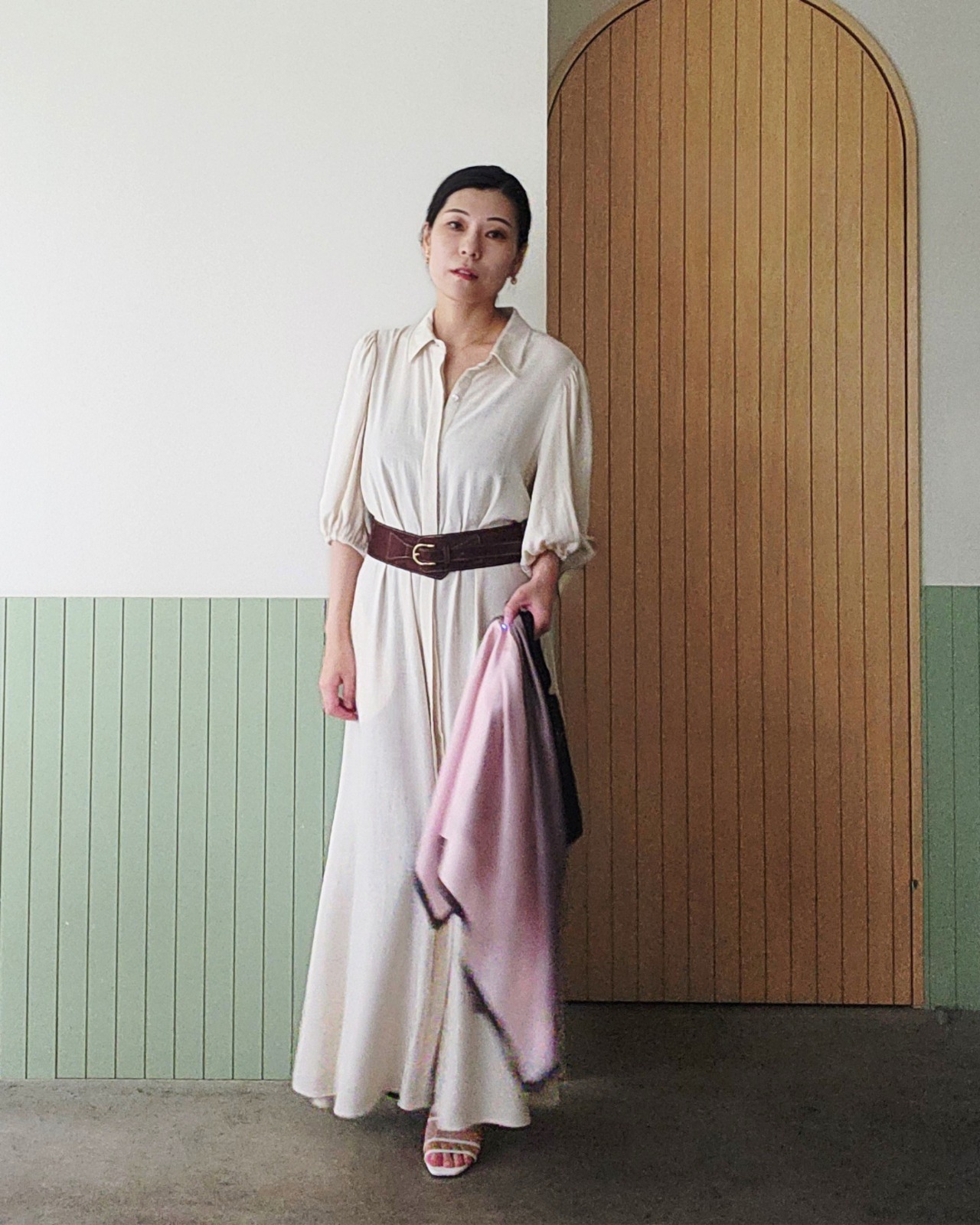 【SAMPLE / 1点限り】シルクスカーフ_展示・撮影使用品（PINK & BROWN） - 8