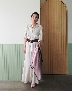 【SAMPLE / 1点限り】シルクスカーフ_展示・撮影使用品（PINK & BROWN）