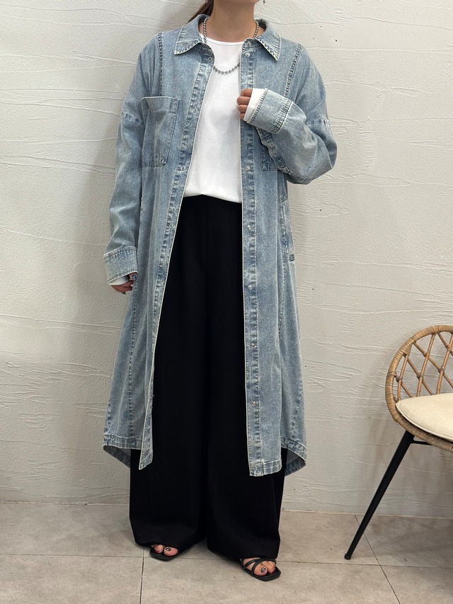 【ayane '26 mid summer】ストレッチダンガリーロングシャツ