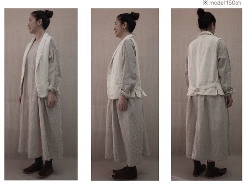 GUPTIHA(グプティハ) TEORI Washed Twill Gilet 手織りコットンツイル ベスト（ホワイト）