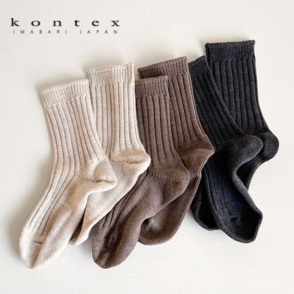 KONTEX ウールコットンリブソックス S