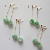 ミャンマー産翡翠 K14gf チェーン 翡翠透かし彫り ピアス A貨翡翠 jd_mm1003