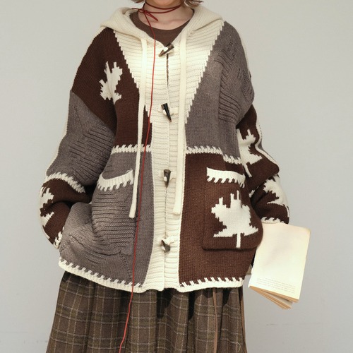 2色／トグルボタンロングカーデ ・8791