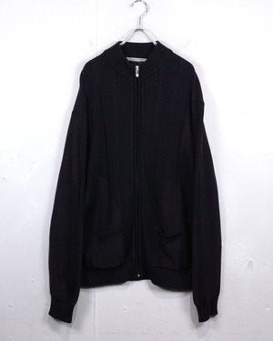 【Caka act2】3D Line Design Vintage Zip Up Knit Jacket