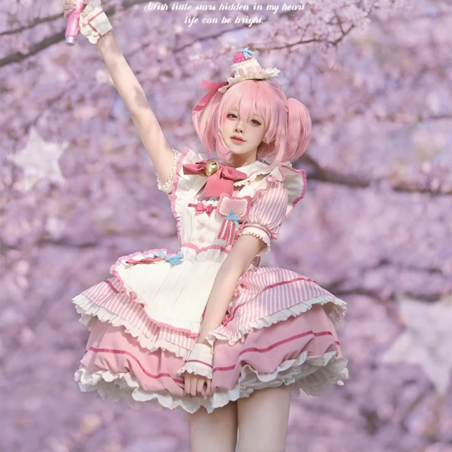 いちご ピンク メイド服 ロリータ 中古 Mサイズ ゆめかわ