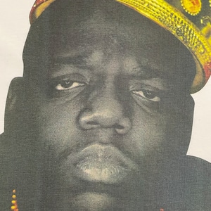 【RAW UNCUT】ノトーリアス・B.I.G ラップTシャツ ビギー フォトプリント 王冠 白t Vネック L 半袖 Notorious B.I.G US古着