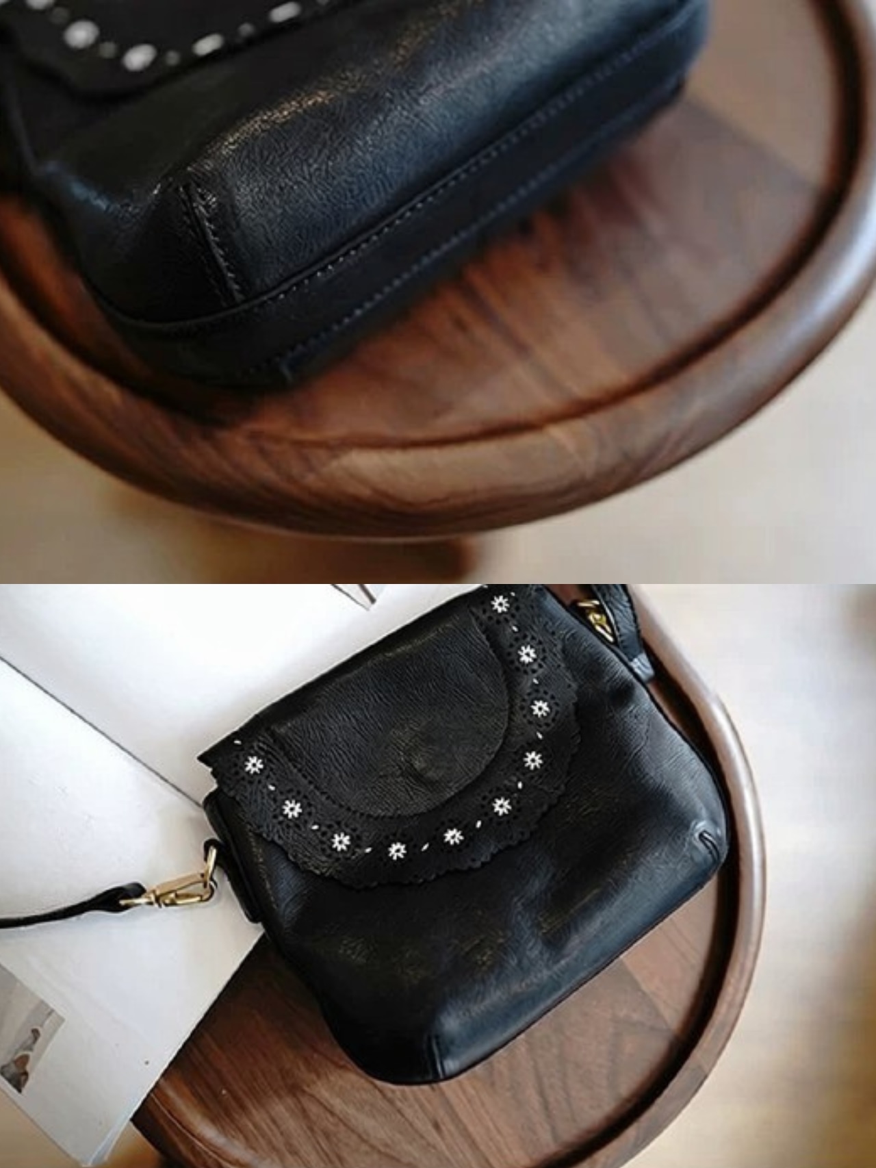 Rosalie Scallop Leather Shoulder Bag F0787