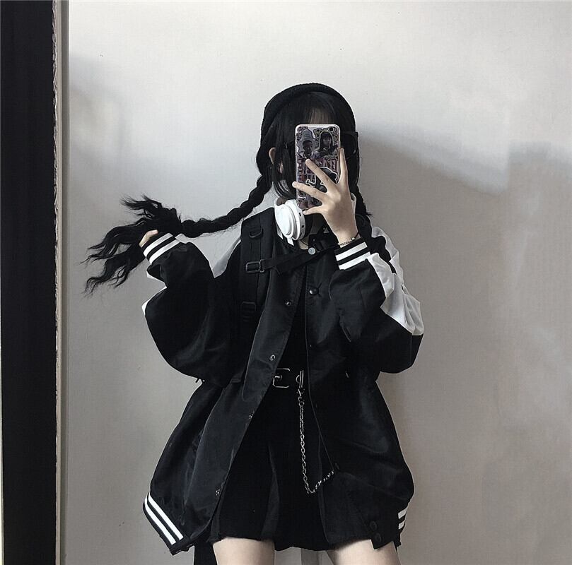 スタイルオータムセーター ブラックホワイトカジュアルカーディガンジャケット ロング 秋物 ステッチ ケッペル9566241028