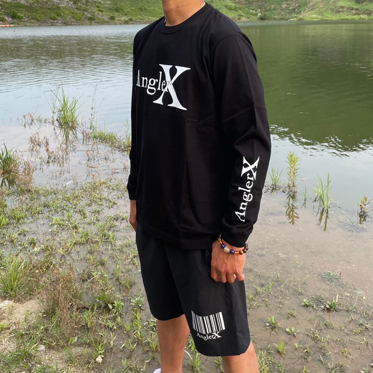 SHANK ANGLER ロングTシャツ/ロンT 黒/XL AnglerX Chest Long Sleeve Tee (5.6oz / Cotton 100%) Black | AnglerX