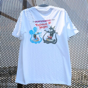 【 The Simpsons( ザ・シンプソンズ ) 】『 The Itchy & Scratchy Show / イッチー&スクラッチー 』 「Treehouse of Horror」(ツリーハウス・オブ・ホラー)/ Tシャツ / WHITE〚アメリカン雑貨 アメトイ〛