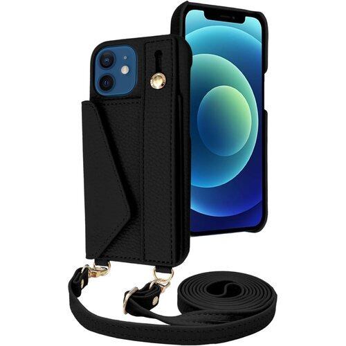 シズカウィル iPhone12 mini ケース ショルダー カバー ショルダーストラップ アイファンデ5 ショルディー ストリートモード 1個入り アイボリーブラック 2183